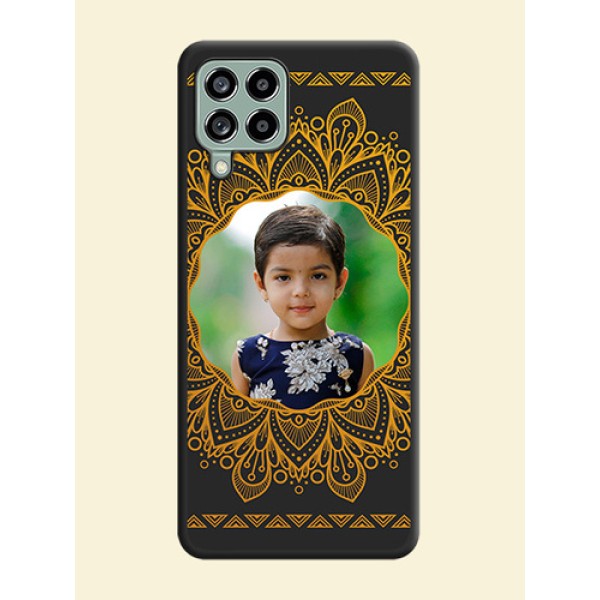 Round Image with Floral Design on Photo on Space Black Soft Matte Mobile Cover - Galaxy M53 5G Round Image with Floral Design on Photo on Space Black Soft Matte Mobile Cover - Galaxy M53 5G