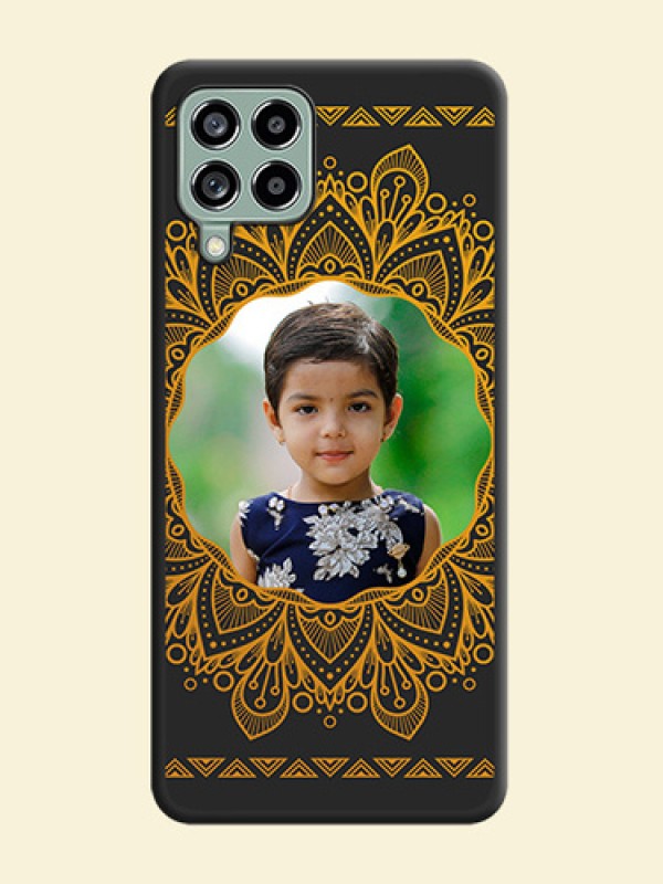 Round Image with Floral Design on Photo on Space Black Soft Matte Mobile Cover - Galaxy M53 5G