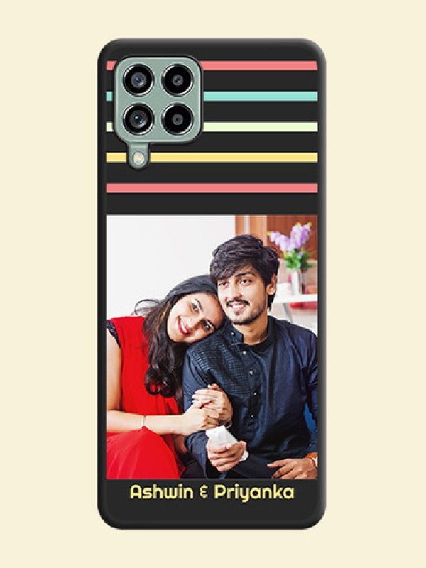 Color Stripes with Photo and Text on Photo on Space Black Soft Matte Mobile Case - Galaxy M53 5G