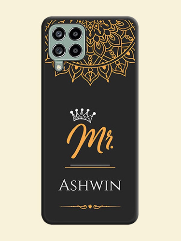Mr Name with Floral Design  on Personalised Space Black Soft Matte Cases - Galaxy M53 5G
