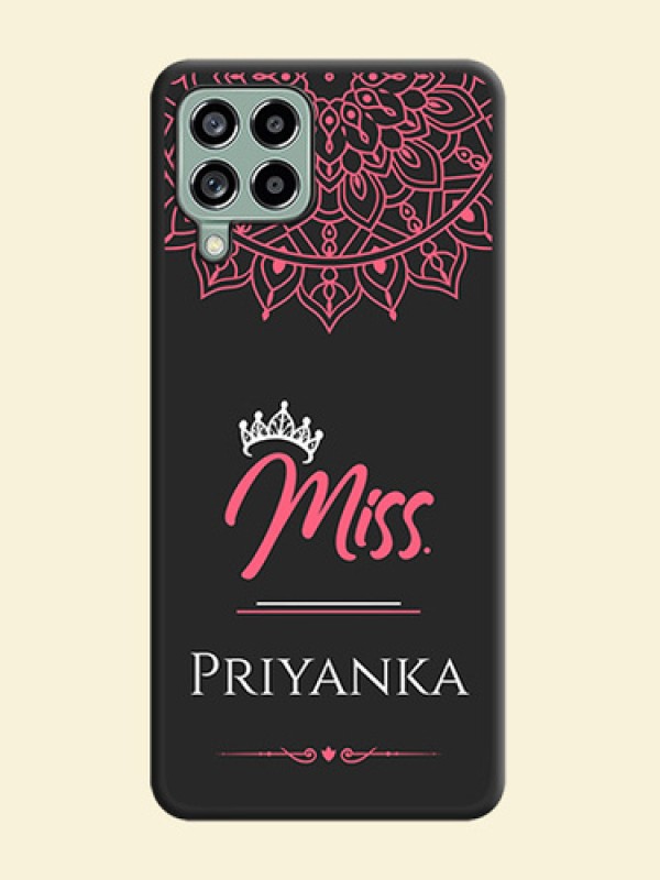 Mrs Name with Floral Design on Space Black Personalized Soft Matte Phone Covers - Galaxy M53 5G