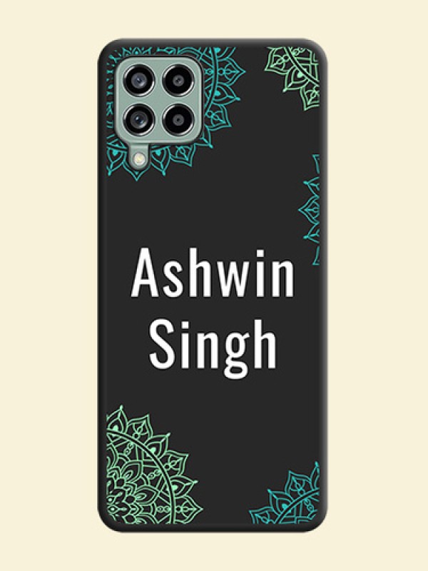 Your Name with Floral Design on Space Black Custom Soft Matte Back Cover - Galaxy M53 5G
