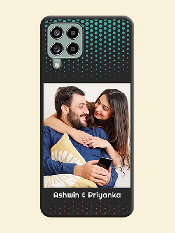 Faded Dots with Grunge Photo Frame and Text on Space Black Custom Soft Matte Phone Cases - Galaxy M53 5G