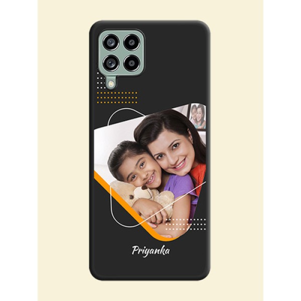 Yellow Triangle on Photo on Space Black Soft Matte Phone Cover - Galaxy M53 5G Yellow Triangle on Photo on Space Black Soft Matte Phone Cover - Galaxy M53 5G