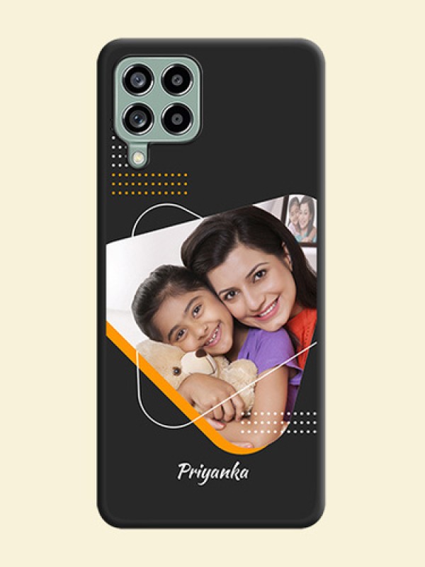 Yellow Triangle on Photo on Space Black Soft Matte Phone Cover - Galaxy M53 5G