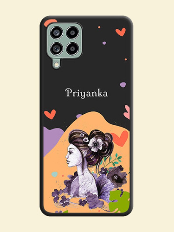 Namecase For Her With Fancy Lady Image On Space Black Personalized Soft Matte Phone Covers -Samsung Galaxy M53 5G