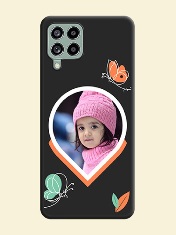 Upload Pic With Simple Butterly Design On Space Black Personalized Soft Matte Phone Covers -Samsung Galaxy M53 5G