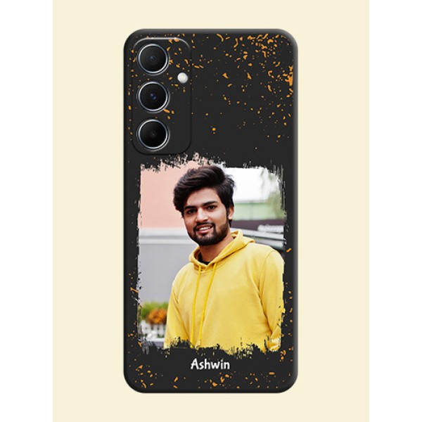 Spray Free Design on Photo On Space Black Custom Soft Matte Mobile Back Cover - Galaxy M55 5G Spray Free Design on Photo On Space Black Custom Soft Matte Mobile Back Cover - Galaxy M55 5G