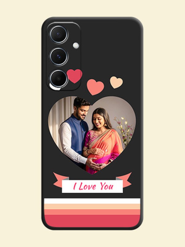 Love Shaped Photo with Colorful Stripes On Space Black Custom Soft Matte Mobile Back Cover - Galaxy M55s 5G
