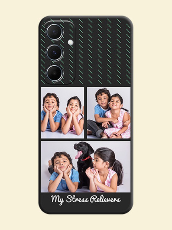 Cross Dotted Pattern with 2 Image Holder On Space Black Custom Soft Matte Mobile Back Cover - Galaxy M55s 5G