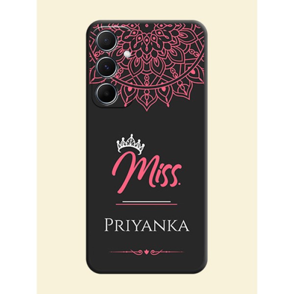 Mrs Name with Floral Design On Space Black Custom Soft Matte Mobile Back Cover - Galaxy M55s 5G Mrs Name with Floral Design On Space Black Custom Soft Matte Mobile Back Cover - Galaxy M55s 5G