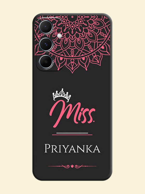 Mrs Name with Floral Design On Space Black Custom Soft Matte Mobile Back Cover - Galaxy M55s 5G