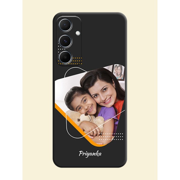 Yellow Triangle on Photo On Space Black Custom Soft Matte Mobile Back Cover - Galaxy M55s 5G Yellow Triangle on Photo On Space Black Custom Soft Matte Mobile Back Cover - Galaxy M55s 5G