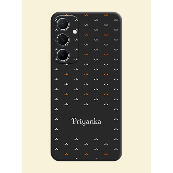 Simple Pattern With Custom Text On Space Black Custom Soft Matte Mobile Back Cover - Galaxy M55s 5G Simple Pattern With Custom Text On Space Black Custom Soft Matte Mobile Back Cover - Galaxy M55s 5G