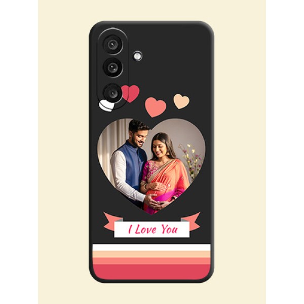 Love Shaped Photo with Colorful Stripes On Space Black Custom Soft Matte Mobile Back Cover - Samsung Galaxy M56 5G Love Shaped Photo with Colorful Stripes On Space Black Custom Soft Matte Mobile Back Cover - Samsung Galaxy M56 5G