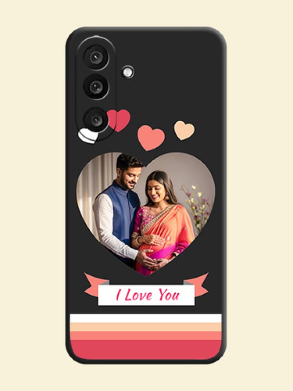 Love Shaped Photo with Colorful Stripes On Space Black Custom Soft Matte Mobile Back Cover - Samsung Galaxy M56 5G