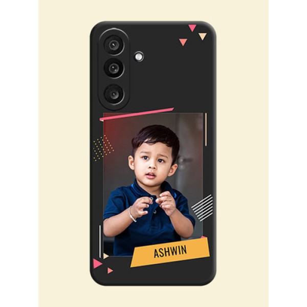 Photo Frame with Triangle Small Dots on Photo On Space Black Custom Soft Matte Mobile Back Cover - Samsung Galaxy M56 5G Photo Frame with Triangle Small Dots on Photo On Space Black Custom Soft Matte Mobile Back Cover - Samsung Galaxy M56 5G
