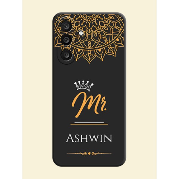 Mr Name with Floral Design On Space Black Custom Soft Matte Mobile Back Cover - Samsung Galaxy M56 5G Mr Name with Floral Design On Space Black Custom Soft Matte Mobile Back Cover - Samsung Galaxy M56 5G