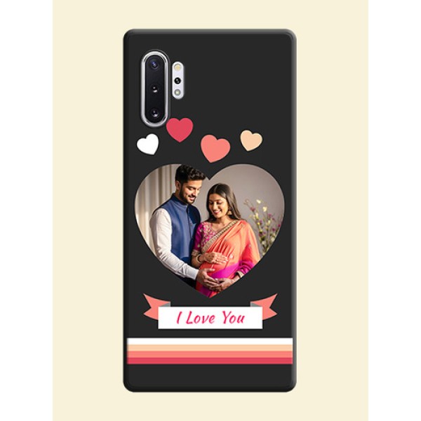 Love Shaped Photo with Colorful Stripes on Personalised Space Black Soft Matte Cases - Galaxy Note 10 Plus