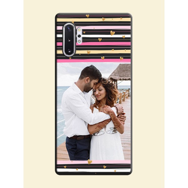 Multicolor Lines and Golden Love Symbols Design - Photo on Space Black Soft Matte Mobile Cover - Galaxy Note 10 Plus Multicolor Lines and Golden Love Symbols Design - Photo on Space Black Soft Matte Mobile Cover - Galaxy Note 10 Plus