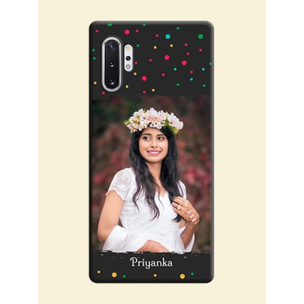 Multicolor Dotted Pattern with Text on Space Black Custom Soft Matte Phone Back Cover - Galaxy Note 10 Plus Multicolor Dotted Pattern with Text on Space Black Custom Soft Matte Phone Back Cover - Galaxy Note 10 Plus