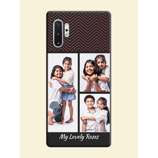 Wave Pattern with 3 Image Holder on Space Black Custom Soft Matte Back Cover - Galaxy Note 10 Plus Wave Pattern with 3 Image Holder on Space Black Custom Soft Matte Back Cover - Galaxy Note 10 Plus