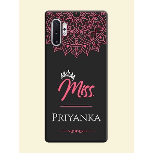Mrs Name with Floral Design on Space Black Personalized Soft Matte Phone Covers - Galaxy Note 10 Plus Mrs Name with Floral Design on Space Black Personalized Soft Matte Phone Covers - Galaxy Note 10 Plus