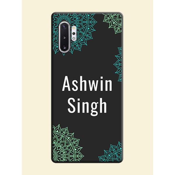 Your Name with Floral Design on Space Black Custom Soft Matte Back Cover - Galaxy Note 10 Plus