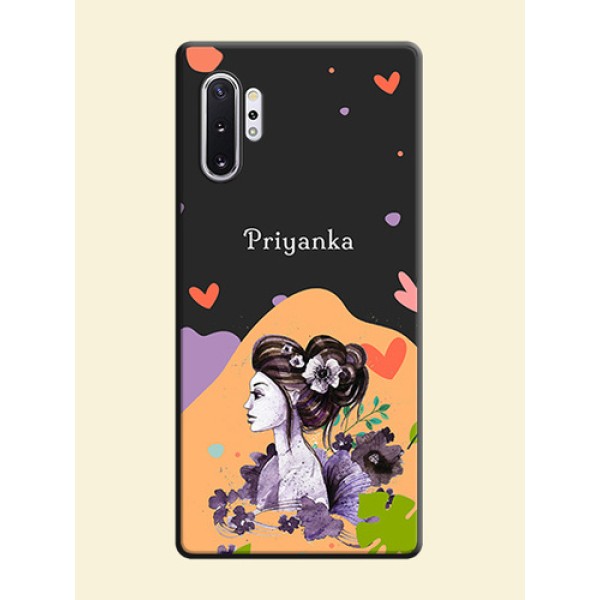 Namecase For Her With Fancy Lady Image On Space Black Personalized Soft Matte Phone Covers -Samsung Galaxy Note 10 Plus