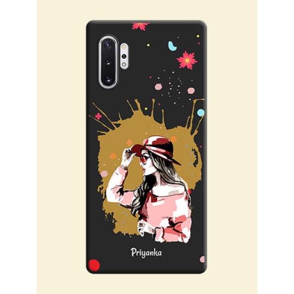 Mordern Lady With Color Splash Background With Custom Text On Space Black Personalized Soft Matte Phone Covers -Samsung Galaxy Note 10 Plus