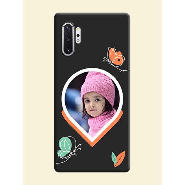 Upload Pic With Simple Butterly Design On Space Black Personalized Soft Matte Phone Covers -Samsung Galaxy Note 10 Plus Upload Pic With Simple Butterly Design On Space Black Personalized Soft Matte Phone Covers -Samsung Galaxy Note 10 Plus