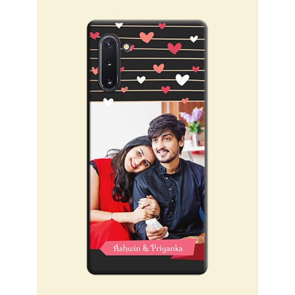 Love Pattern with Name on Pink Ribbon  - Photo on Space Black Soft Matte Back Cover - Galaxy Note 10