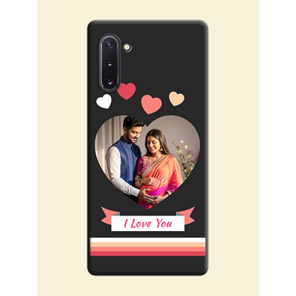 Love Shaped Photo with Colorful Stripes on Personalised Space Black Soft Matte Cases - Galaxy Note 10