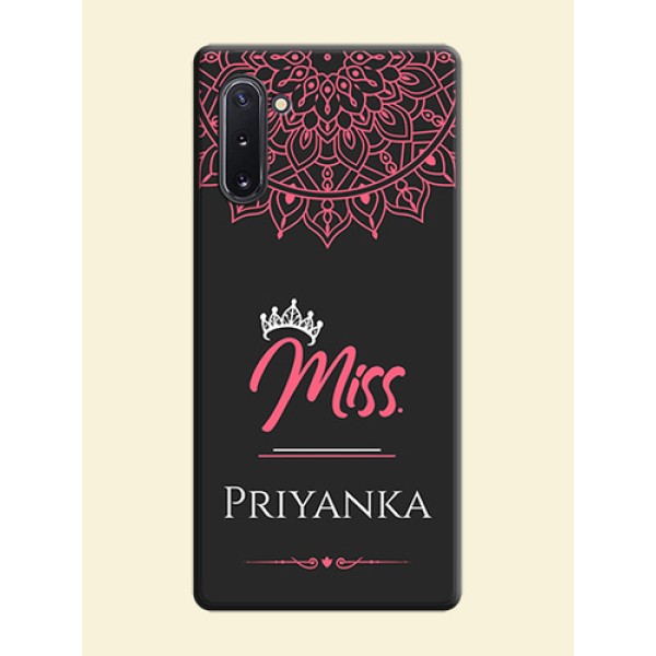 Mrs Name with Floral Design on Space Black Personalized Soft Matte Phone Covers - Galaxy Note 10 Mrs Name with Floral Design on Space Black Personalized Soft Matte Phone Covers - Galaxy Note 10