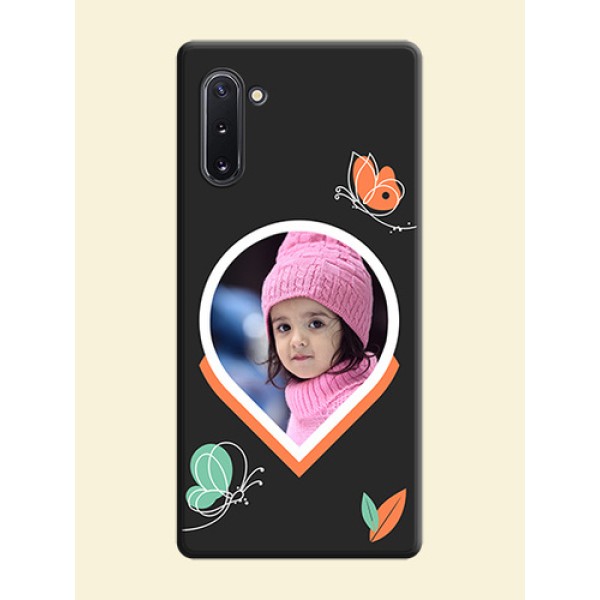 Upload Pic With Simple Butterly Design On Space Black Personalized Soft Matte Phone Covers -Samsung Galaxy Note 10 Upload Pic With Simple Butterly Design On Space Black Personalized Soft Matte Phone Covers -Samsung Galaxy Note 10