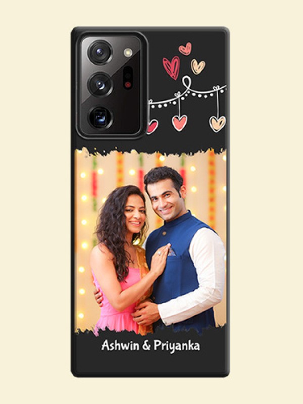 Pink Love Hangings with Name on Space Black Custom Soft Matte Phone Cases - Galaxy Note 20 Ultra