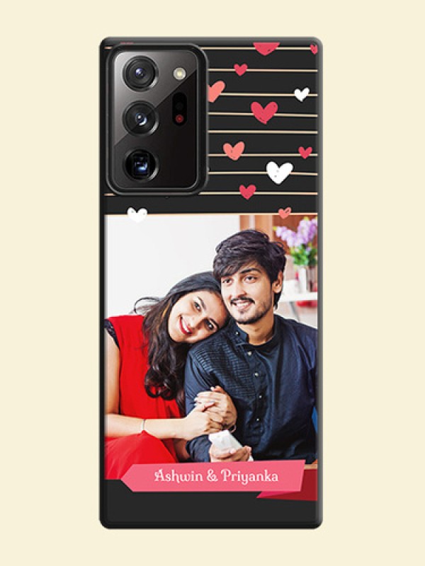 Love Pattern with Name on Pink Ribbon  - Photo on Space Black Soft Matte Back Cover - Galaxy Note 20 Ultra