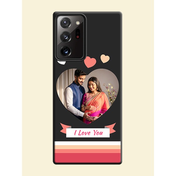 Love Shaped Photo with Colorful Stripes on Personalised Space Black Soft Matte Cases - Galaxy Note 20 Ultra