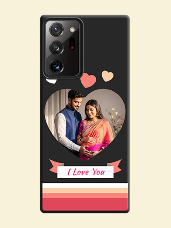 Love Shaped Photo with Colorful Stripes on Personalised Space Black Soft Matte Cases - Galaxy Note 20 Ultra