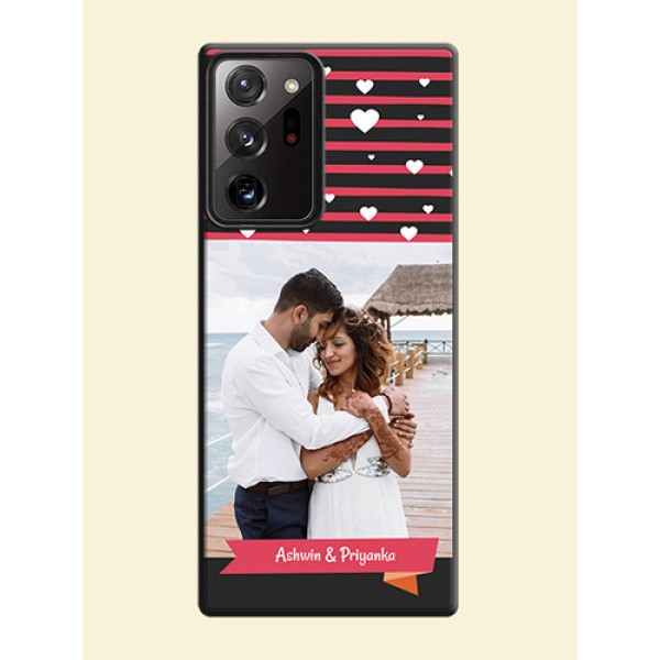 White Color Love Symbols with Pink Lines Pattern on Space Black Custom Soft Matte Phone Cases - Galaxy Note 20 Ultra White Color Love Symbols with Pink Lines Pattern on Space Black Custom Soft Matte Phone Cases - Galaxy Note 20 Ultra