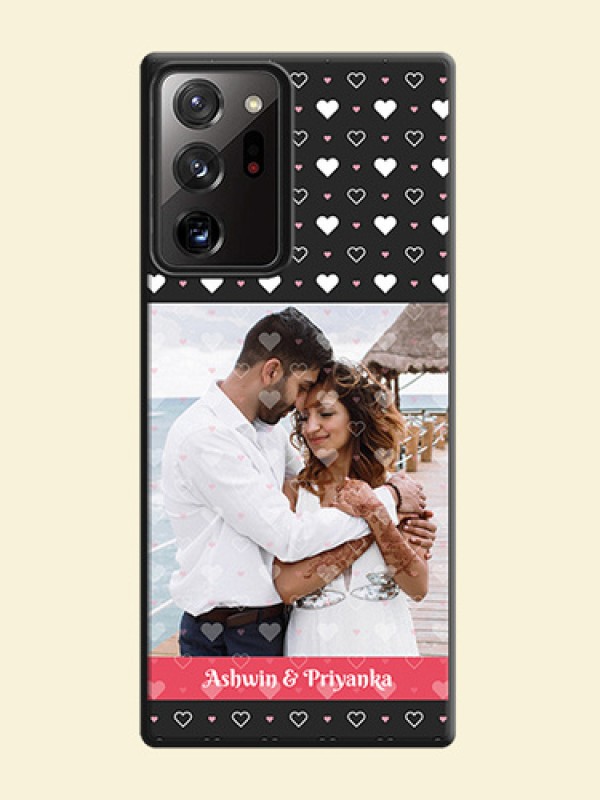 White Color Love Symbols with Text Design - Photo on Space Black Soft Matte Phone Cover - Galaxy Note 20 Ultra