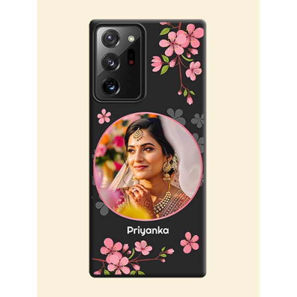 Round Image with Pink Color Floral Design - Photo on Space Black Soft Matte Back Cover - Galaxy Note 20 Ultra Round Image with Pink Color Floral Design - Photo on Space Black Soft Matte Back Cover - Galaxy Note 20 Ultra