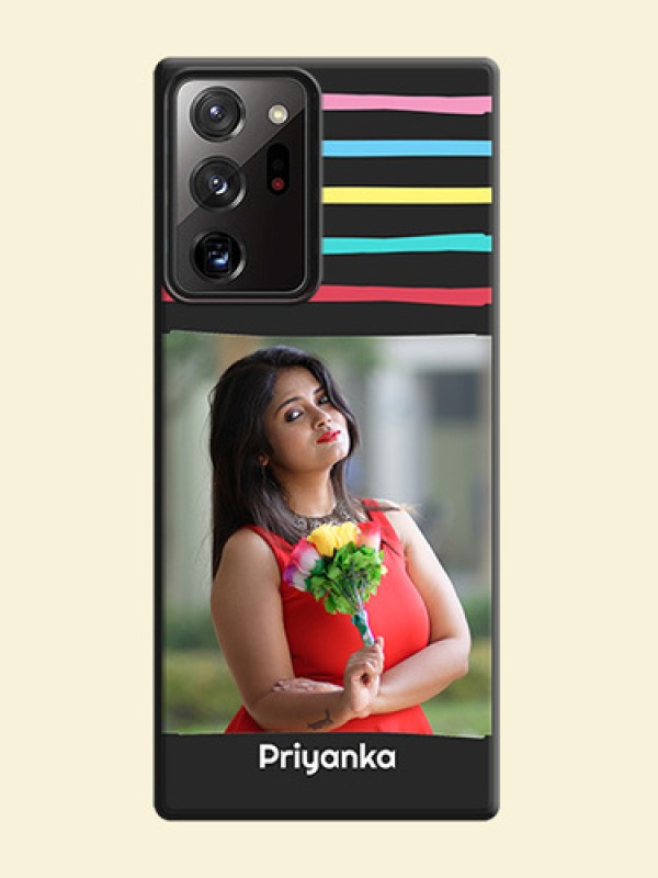 Multicolor Lines with Image on Space Black Personalized Soft Matte Phone Covers - Galaxy Note 20 Ultra