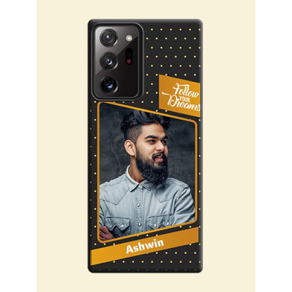 Follow Your Dreams with White Dots on Space Black Custom Soft Matte Phone Cases - Galaxy Note 20 Ultra Follow Your Dreams with White Dots on Space Black Custom Soft Matte Phone Cases - Galaxy Note 20 Ultra