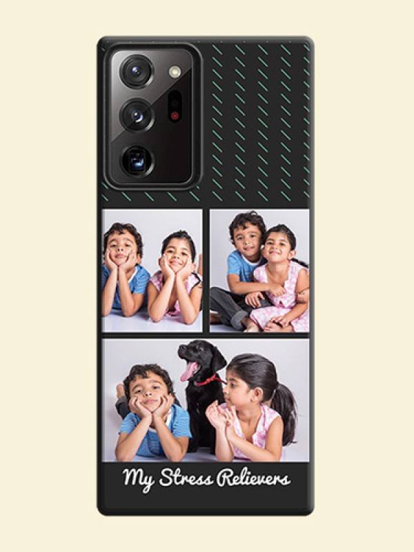 Cross Dotted Pattern with 2 Image Holder  on Personalised Space Black Soft Matte Cases - Galaxy Note 20 Ultra