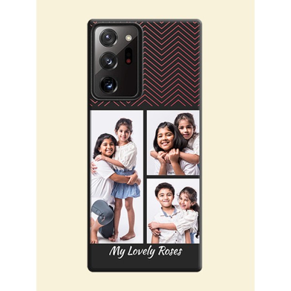 Wave Pattern with 3 Image Holder on Space Black Custom Soft Matte Back Cover - Galaxy Note 20 Ultra Wave Pattern with 3 Image Holder on Space Black Custom Soft Matte Back Cover - Galaxy Note 20 Ultra