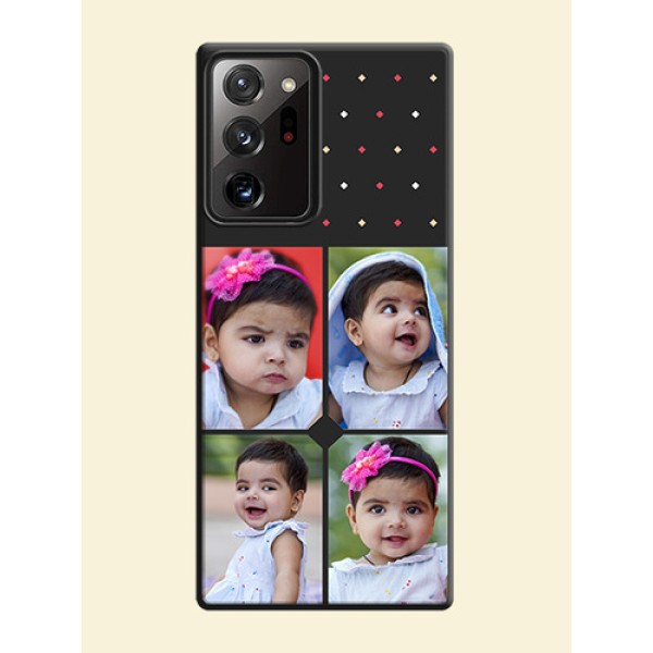 Multicolor Dotted Pattern with 4 Image Holder on Space Black Custom Soft Matte Phone Cases - Galaxy Note 20 Ultra Multicolor Dotted Pattern with 4 Image Holder on Space Black Custom Soft Matte Phone Cases - Galaxy Note 20 Ultra