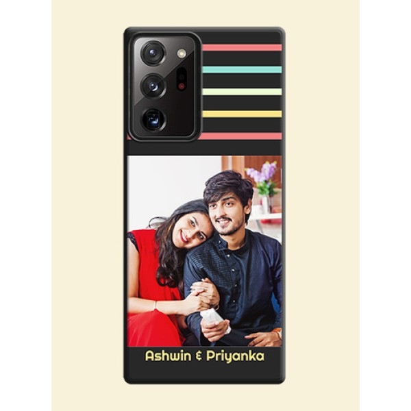 Color Stripes with Photo and Text - Photo on Space Black Soft Matte Mobile Case - Galaxy Note 20 Ultra Color Stripes with Photo and Text - Photo on Space Black Soft Matte Mobile Case - Galaxy Note 20 Ultra