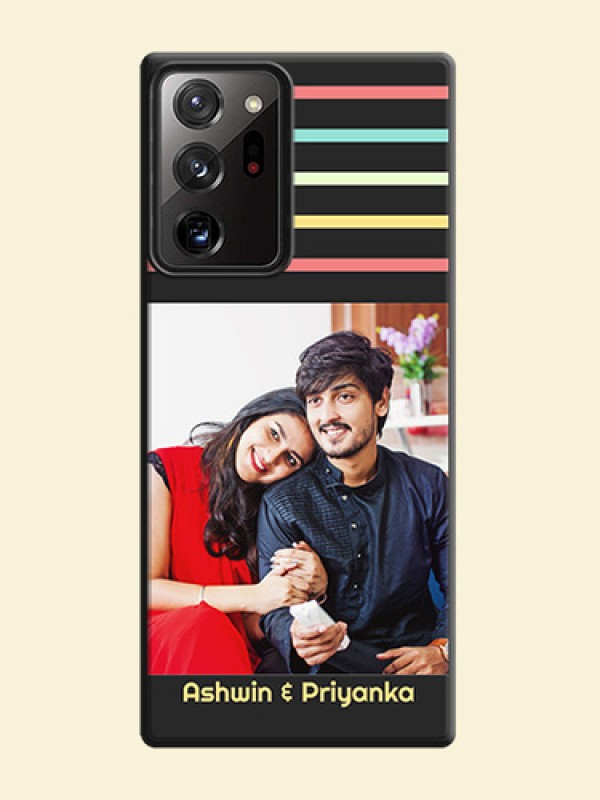 Color Stripes with Photo and Text - Photo on Space Black Soft Matte Mobile Case - Galaxy Note 20 Ultra