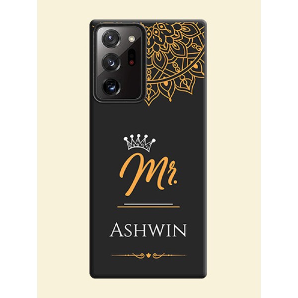 Mr Name with Floral Design on Personalised Space Black Soft Matte Cases - Galaxy Note 20 Ultra Mr Name with Floral Design on Personalised Space Black Soft Matte Cases - Galaxy Note 20 Ultra